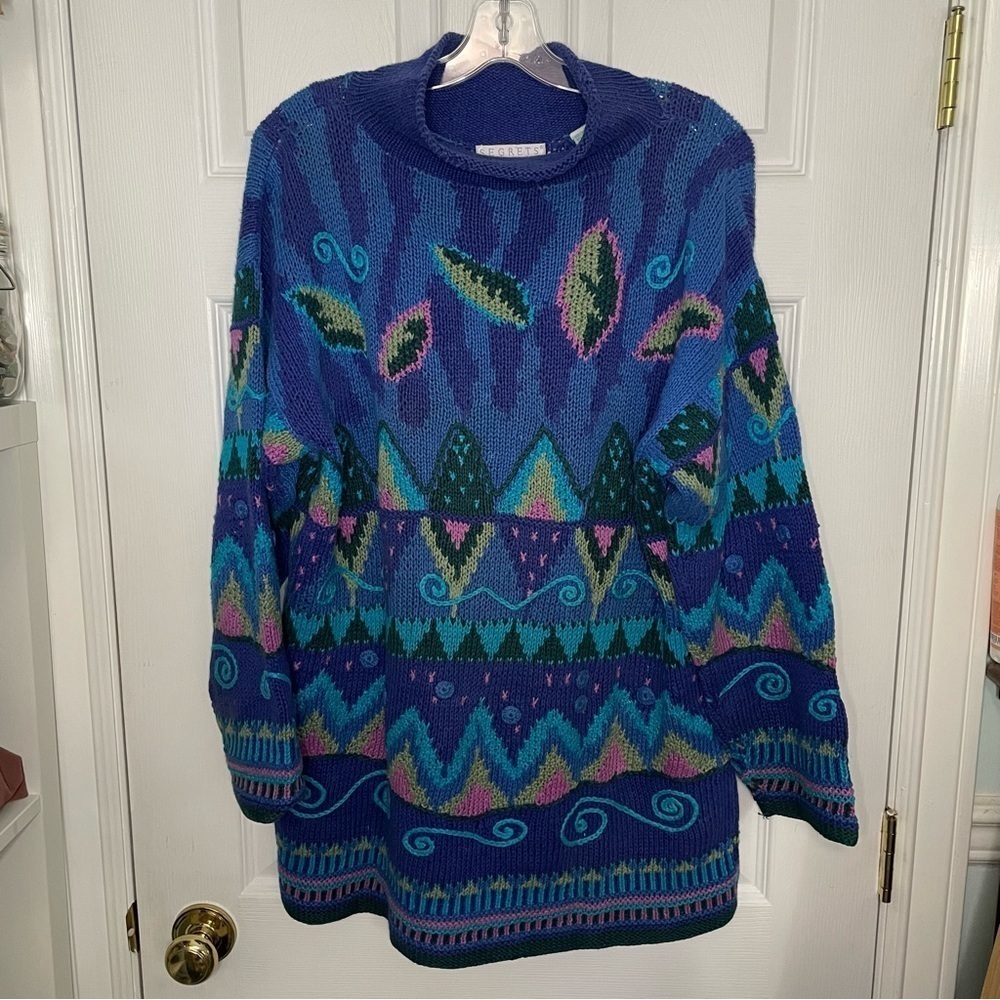 Segrets Sun Prints Hand Knit Vintage Cotton Ramie Blend Art to Wear  Sweater M